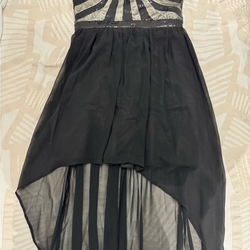 Sequin Hearts Black and Cream Strapless Dress
